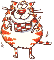 [Cartoon cat is ready to eat]